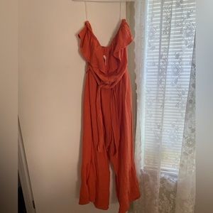 Strapless flare jumpsuit